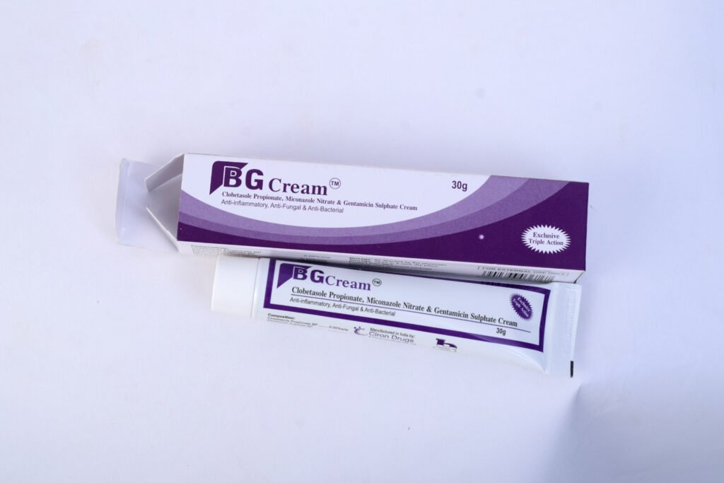 BG triple action cream case and tube